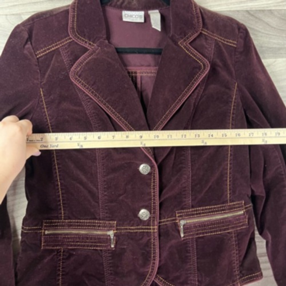 Chicos Womens Blazer Jacket Brown Waist Length Buttons Flap Pockets Collar M 1 - Picture 12 of 12